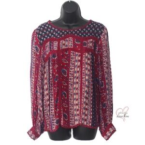 Gretchen Patchwork Lace Detail Cuffed Blouse (Maeve for Anthropologie)